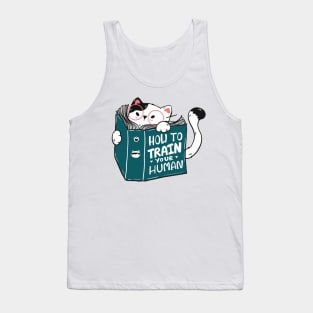 Cute cat read book how to train your human Tank Top